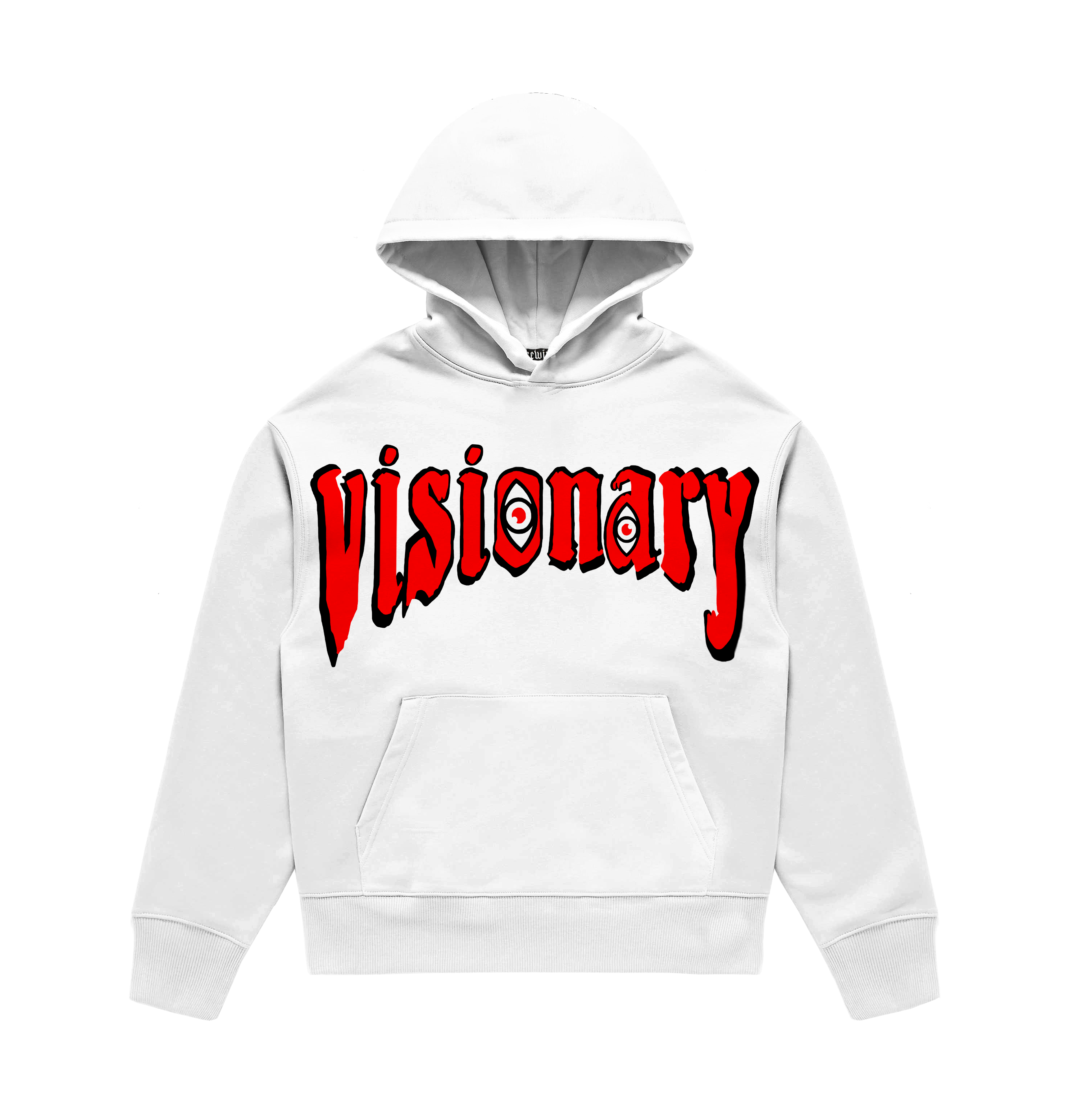 VISIONARY WHITE RED PUFF PRINT HOODIE